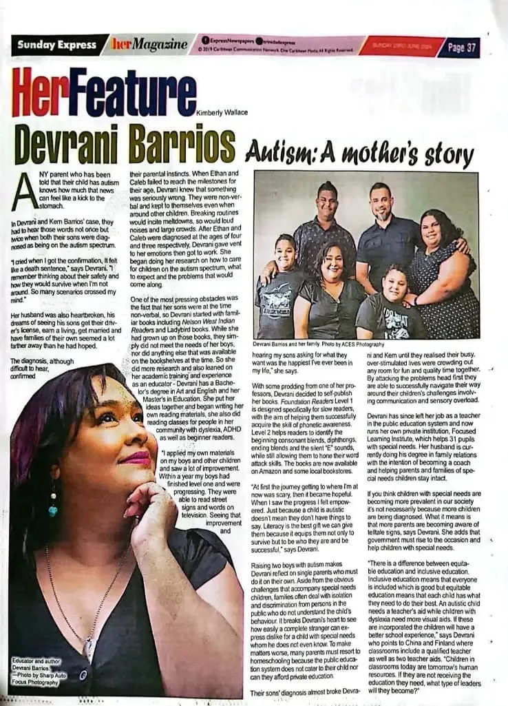 Sunday Express HerFeature: Devrani Barrios, Autism: A mother's story
