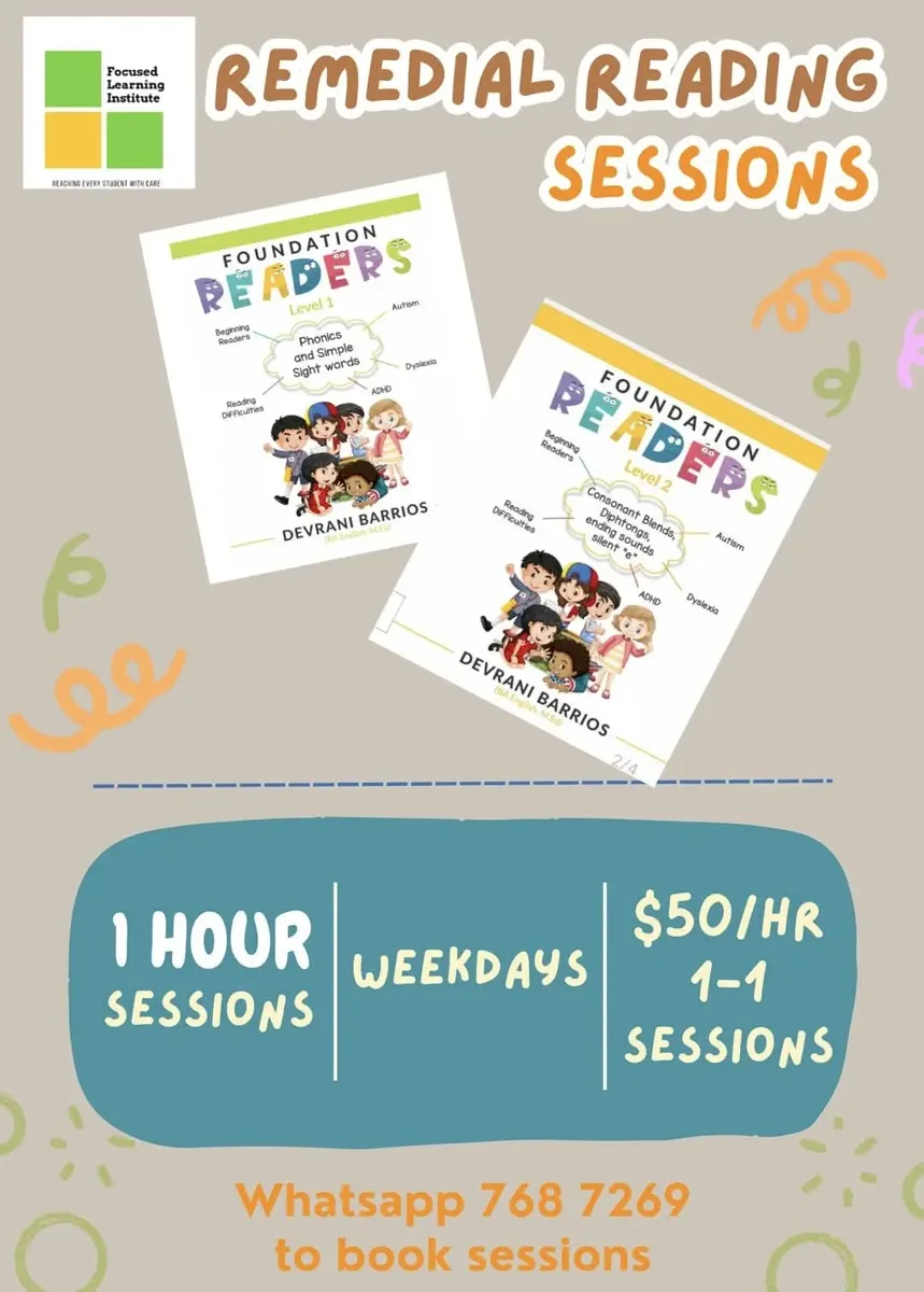 Remedial reading sessions flyer